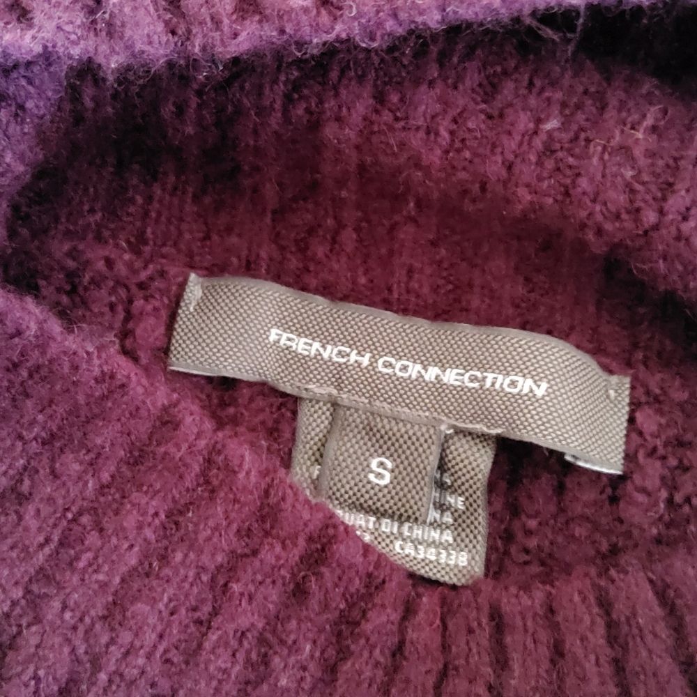New French Connection Puff Sleeve Mock Neck Turtleneck Sweater Size S Purple - Picture 5 of 8